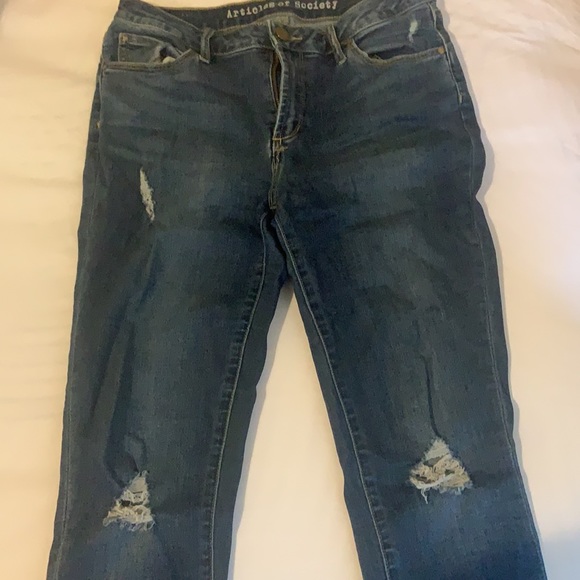 Dark blue skinny jeans. - Picture 2 of 5